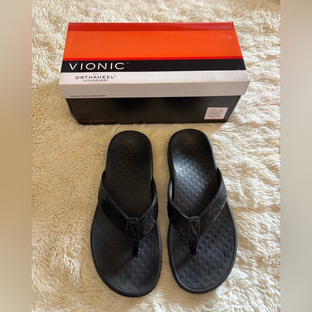 Vionic Black Women's Flip Flop Thong Sandals 7